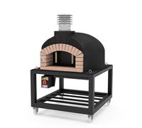 MOVELAR - Four à Bois Extérieur OLYMPUS MONS (Noir - 130 x 130 cm) - Four extérieur en béton réfractaire, cuisson bois, isolé avec liège, 3 couvercles en céramique, jardin