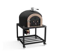 MOVELAR - Four à Bois Extérieur VESUVIUS (Noir - 120 x 120 x 165 cm) - Four en béton pour extérieur, cuisson feu bois, 3 couvercles céramique, isolé avec liège, jardin