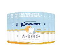Movemints Lot de 7 boîtes d'alignement transparentes - Menthes d'alignement brevetées - Alternative comestible à l'alignement à mâcher - Menthes au xylitol pour bouche sèche - Orange