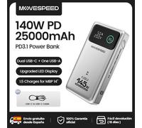 MOVESPEED-Batterie Externe M25Pro 140W, Charge Rapide 145W, Max 25000mAh, PD3.1, Powerbank pour iPhone, MacPle, Lenovo, Ordinateur Portable PD3.1 Power Bank