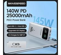 MOVESPEED M25 Pro 140W batterie externe 25000mAh PD3.1 USB-C charge rapide Powerbank batterie externe Portable pour MacBook Dell ordinateur Portable 140W Power Bank