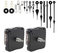 MovFlax Lot de 2 kits de rechange pour mécanisme d'horloge murale silencieuse à quartz 12888 avec 5 paires d'aiguilles d'horloge, longueur totale de la tige : 23 mm (longueur du filetage : 12 mm)