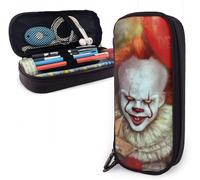 Movie It Pennywise Trousse À Crayons En Cuir Avec Fermeture Éclair Grande Capacité Pour Étudiants Et Garçons
