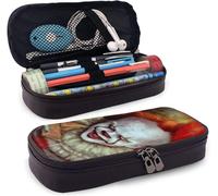 Movie It Pennywise Trousse À Crayons En Cuir Avec Fermeture Éclair Grande Capacité Pour Étudiants Et Garçons