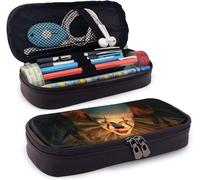 Movie It Pennywise Trousse À Crayons En Cuir Avec Fermeture Éclair Grande Capacité Pour Étudiants Et Garçons