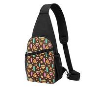 Movie Night Party Food Decorative Printed Chest Pack Tactical Chest Bag Running Bag Fanny Pack Cycling Chest Pouch, Black, One Size, multicolore, Taille unique, Sacs à dos Sling