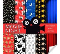 Movie Night scrapbook paper, 8.5x8.5, 10 Designs, 20 Double-Sided Sheets: Cinema Scrapbooking Paper for Junk Journals, Decorative Movie pattern craft ... & Mixed Media, Origami, Collage & Card Making