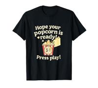 Movie Popcorn Countdown Press Play Graphic Film Humour T-Shirt