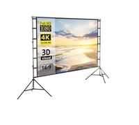 Movie Screen, Écran de projecteur à Angle de Vision de 160 °, sans Plis, avec Support, Blanc, Double Face, for cinéma Maison, 60 à 150 Pouces, en extérieur(120 inch)