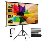Movie Screen, Écran de projecteur avec Support Pliable, Blanc, sans Plis, 60-120 Pouces, 16:9, avec Sac, for Home cinéma, intérieur et extérieur(84 inch)