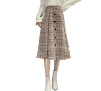 Moviendress Femme Ecossaise Plissée Jupe Élasticité Taille Haute Hiver Chaud Flare Jupes (M, Color 2)