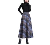Moviendress Jupe Hiver Femme Longue Plissée Laine Taille Haute A-Ligne Vintage Carreaux Jupes (M,Color 4)