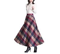 Moviendress Jupe rétro en laine pour femme - Taille haute - Pour automne et hiver - Plissée - Jupe longue trapèze, Couleur 5, S