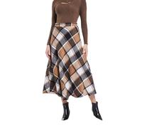 Moviendress Jupe rétro en laine pour femme - Taille haute - Pour automne et hiver - Plissée - Jupe longue trapèze, XL
