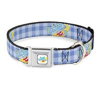 Movies Collier pour Chien avec Boucle de Ceinture de sécurité en métal Logo The Wizard of Oz Motif Carreaux Vichy Bleu 40,6 à 58,4 cm de Large