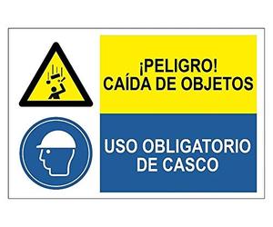 MovilCom® - Panneau de signalisation combiné CAIDA OBJETS / UTILISATION OBLIGATOIRE DE CASQUE de 600 x 400 mm ADHESIF (réf.PRD2260009)