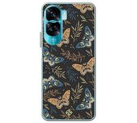 Movilshop Étui pour [Honneur 90 Lite ] Dessin Ésotérique [Boho Fond magique avec Branches et Papillons et Mites] en Silicone Souple Transparent Coque Case Cover Gel pour Smartphone.
