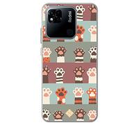 Movilshop Étui pour [Xiaomi Redmi 10A ] Dessin d'animaux [ Zarpes de chats] en silicone souple transparent Coque de protection en gel pour smartphone.