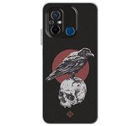 Movilshop Étui pour [Xiaomi Redmi 12C] Dessin Gothique [Corbeau sur Crâne] en Silicone Souple Transparent Coque Case Cover Gel pour Smartphone.