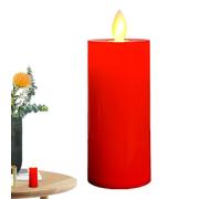 Moving Flame Pillar Candles - Red Battery Power Flickering Candle, Fake LED Candle, Table Decoration for Home, Party, Christmas, Holiday, Wedding, Romantic Ambient Lighting