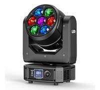 Moving Head Projecteur LED 7 x 40 W Lumière disco lumière de fête RGBW Fonction zoom Effet délavé Projecteur DMX DJ Party Projecteur pour discothèque, fête, mariage, DJ