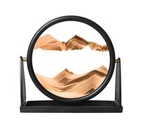 Moving Sand Art Picture - Dynamic Sand Art Liquid Motion - 10" Round Glass Sea Sandscape - Display Flowing Sand Frame for Desktop Work Decor Adawd
