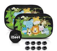 MOVINPE Lot de 2 Pare-Soleil de Voiture pour bébé et Enfant - 80 g/m² - Universel avec 8 ventouses et Sac de Rangement - Protection Contre Les Reflets du Soleil et Les Rayons UV (Animaux Mignons)