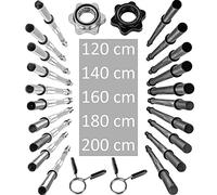 MOVIT Barre d'Haltère Longue - Standard, Professionnelle, 30mm, Choix 120/140/160/180/200cm, Chromée/Noire, Fermeture Étoile/Ressort - Musculation, Fitness, Gym
