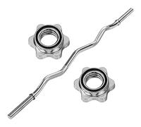 MOVIT Barre SZ Barre Curl - Professionnelle, Standard, 30mm, Choix 120cm (7kg) / 130cm (8kg), Chromée/Noire, Fermeture Étoile/Ressort - Musculation, Fitness, Gym