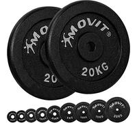 MOVIT® Disques de poids en fonte massive, sets 0,5-20 kg, Ø 30/31 mm | Fonte massive et durable, compatible avec barres courtes, longues et curl de 30 mm; disques d’haltères, musculation, fitness