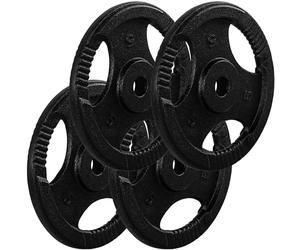 MOVIT Ensemble de disques d'haltères PRO, en fonte Gripper, 30/31 mm norme standard, testé contre les substances nocives, 4x 5,0 kg