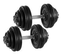 MOVIT Ensemble d'haltères courts PRO, haltères en fonte, 2x 30kg, barre de 30mm norme standard, poignée moletée, fermetures en étoile, ensemble d'haltères courts poids