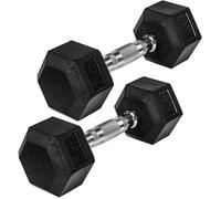 Movit® haltère hexagonal, Dumbbells en fonte avec revêtement caoutchouc, 2x4kg, barre chromée, moletée et antidérapante