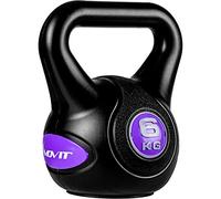MOVIT Kettlebell Stylish Black - 6kg, avec Housse en Matière Plastique, Protégeant le Sol, Testé contre Substances Nocives, Violet - Boule de Fonte, Haltère Russe, Poids à Poignée, Musculation