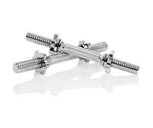 MOVIT set de 2 barres d'haltères courtes, 35 x Ø 3 cm STANDARDNORM, poids env. 2 kg, chromées & gaufrées