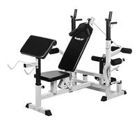 MOVIT Station Musculation Pro - Choix Set 60/115kg, Station de Dips, Traction à Câble, Blanc - Musculation, Fitness, Gym, Sport