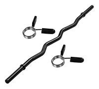 MOVIT SZ Barre Curl - Standard, Professionnelle, 30mm, Choix 120cm (7kg) / 130cm (8kg), Chromée/Noire, Fermeture Étoile/Ressort - Musculation, Fitness, Gym