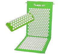 MOVIT Tapis d'acupression, modèle ZHIYA (130x50x2,5cm) avec Coussin, testé Contre Les substances nocives, Housse 100% Coton, Tapis de Massage, Vert