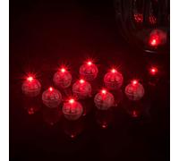 MOVKZACV Lot de 10/50 mini lampes LED individuelles rondes sans fil pour lanternes en papier, ballons, maison, mariage, anniversaire, décoration de fête (rouge, 50 pièces)