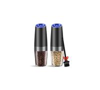 MOVNO Gravity Moulin à sel et à poivre électrique, lot de 2 avec lumière LED bleue, poivre alimenté