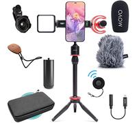 Movo iVlog1 Kit de vlogging pour iPhone - Kit de démarrage Youtube Compatible avec Lightning - avec Microphone Fusil de Chasse, Mini trépied, lumière LED, Objectif Grand Angle, Adaptateur Lightning -