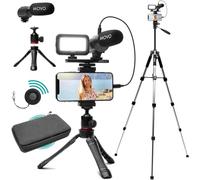 Movo iVlogger Kit de vlogging pour iPhone avec trépied Pleine Taille - Kit de démarrage Youtube Compatible Lightning pour créateurs de Contenu - Accessoires : trépieds, Support de téléphone, lumière
