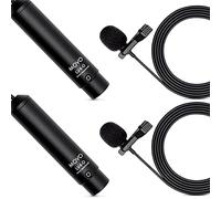 Movo Microphone avec Micro-Cravate omnidirectionnel LV4-O2 XLR Phantom Power, avec Clips Revers et Pare-Vent (2 Pack)