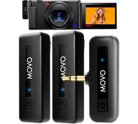 Movo Mini Microphone sans Fil Duo pour Appareil Photo d'enregistrement vidéo - Émetteur sans Fil 2,4 GHz avec Micro à Revers - Microphone Cravate sans Fil pour Appareil Photo Reflex numérique