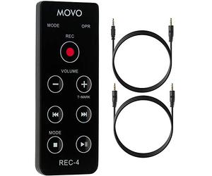 Movo REC-4 Télécommande filaire pour enregistreur numérique portable Zoom H2n, H4n Pro, H5 et H6 Compatible avec Sony M10, D50, D100