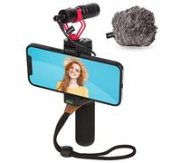Movo Support vidéo pour Smartphone avec Microphone Shotgun, poignée et dragonne pour iPhone 5, 5C, 5S, 6, 6S, 7, 8, X (Regular et Plus), Samsung Galaxy, Note et Plus Encore