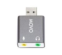 Movo USB-AC1 Convertisseur audio numérique TRRS 3,5 mm vers USB 2.0 stéréo - Adaptateur de carte son USB pour ordinateur ou ordinateur portable - Convertit l'entrée USB en prise jack TRRS 3,5 mm
