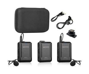 Movo WMX-1-DUO 2.4GHz Système de Microphone Lavalier sans Fil Micro Cravate Kit Transmission Audio Compatible avec DSLR, Appareils Photos, iPhone, Android et Tablettes (portée 60 mètres)
