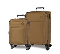 Movom Atlanta Champagne Set de Bagages 42x66x25 cm Soft Fermeture TSA 59L 3.3kg 4 Doubles Roues Extensible Bagage à Main