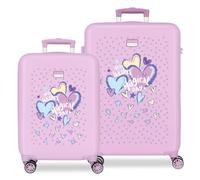 Movom Best Wishes Lilas Set de Bagages 46x65x23 cm Rigide ABS Serrure à Combinaison Latérale 91L 5.6kg 4 Doubles Roues Bagage à Main